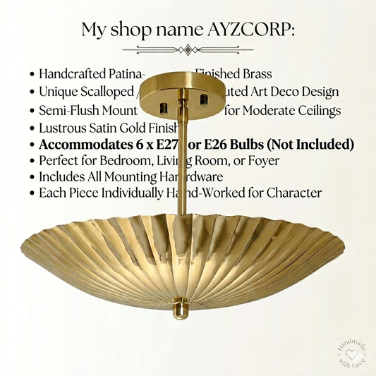 Mid Century Ceiling Light Fixture Pendant 6 Light Flush Mount Raw Brass Handmade Premium Quality Sputnik Chandelier Light Fixture