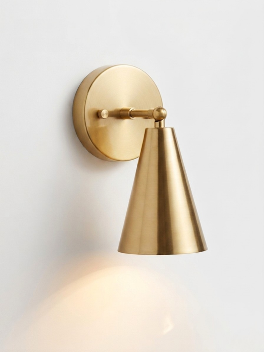 1 Light Raw brass Wall Sconce Light | Wall Sconces Lamp | Mid Century Modern Raw Brass Italian Wall Scone | Cone Wall Sconce Light
