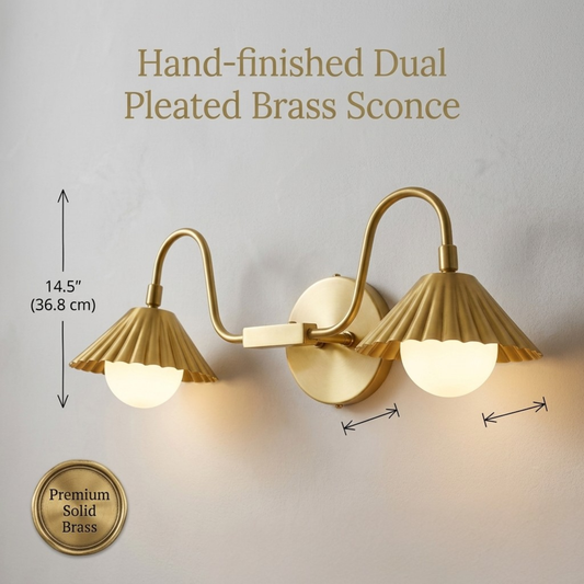 Modern Minimalist Double Arm Brass Wall Sconce – Elegant Dual Light Fixture