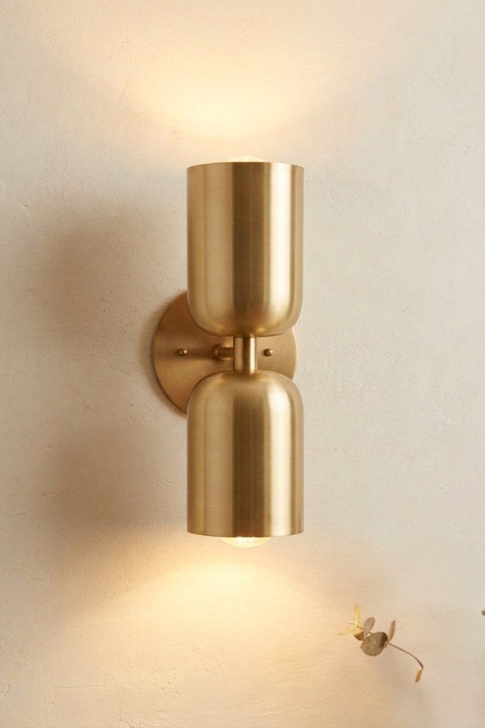 1950's Mid Century Italian Brass Diabolo Sconce, Raw Brass Finish Lamp