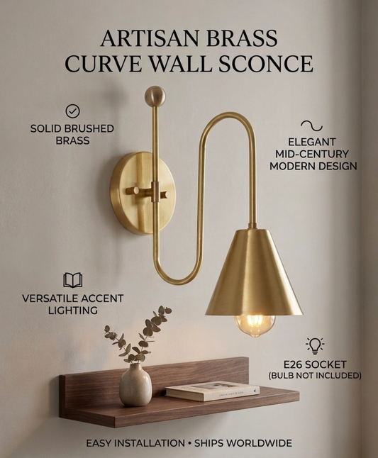 1950's Mid Century Italian Brass Diabolo Sconce, Raw Brass Finish Lamp