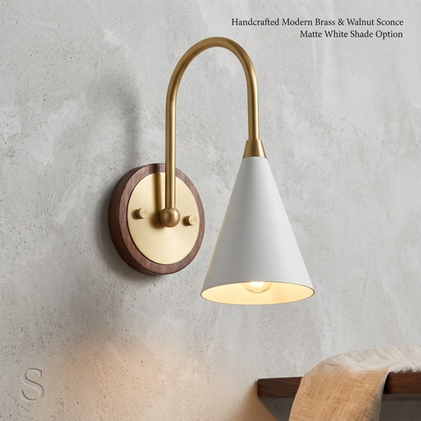 1950's Mid Century Italian Brass Diabolo Sconce, White Finish Lamp