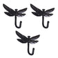 AYZCORP Set of 3 Cast Iron Dragonfly Shape Coat Hooks Wall Art Decor-Dragonfly Shape Hangers and Key Holder-Clothes Rack and Backpack Hanger-Coat Hooks Home Decor for Storage,Living Room