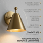 Mid-Century Brushed Brass Wall Sconce: Modern Cone Light For Home Decor & Office