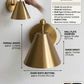 Mid-Century Brushed Brass Wall Sconce: Modern Cone Light For Home Decor & Office