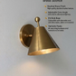 Mid-Century Brushed Brass Wall Sconce: Modern Cone Light For Home Decor & Office