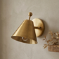 Mid-Century Brushed Brass Wall Sconce: Modern Cone Light For Home Decor & Office