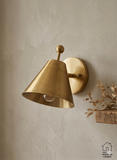 Mid-Century Brushed Brass Wall Sconce: Modern Cone Light For Home Decor & Office