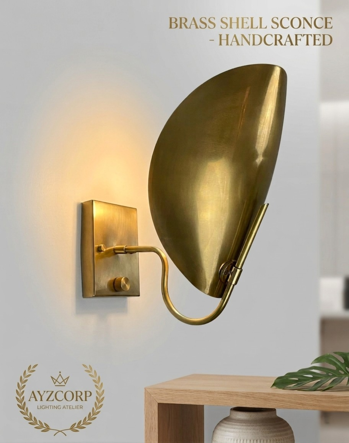 1950's Mid Century Italian Brass Diabolo Sconce, Raw Brass Finish Lamp
