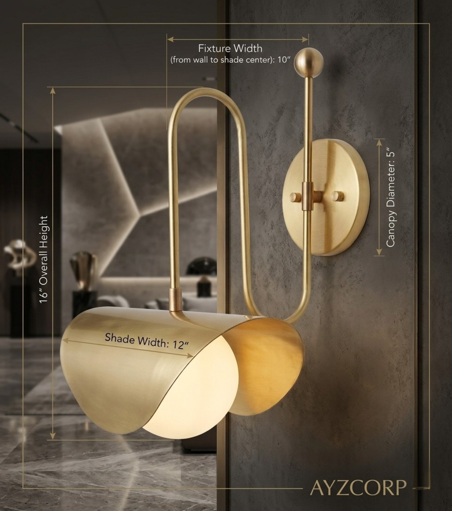 1950's Mid Century Italian Brass Diabolo Sconce, Raw Brass Finish Lamp
