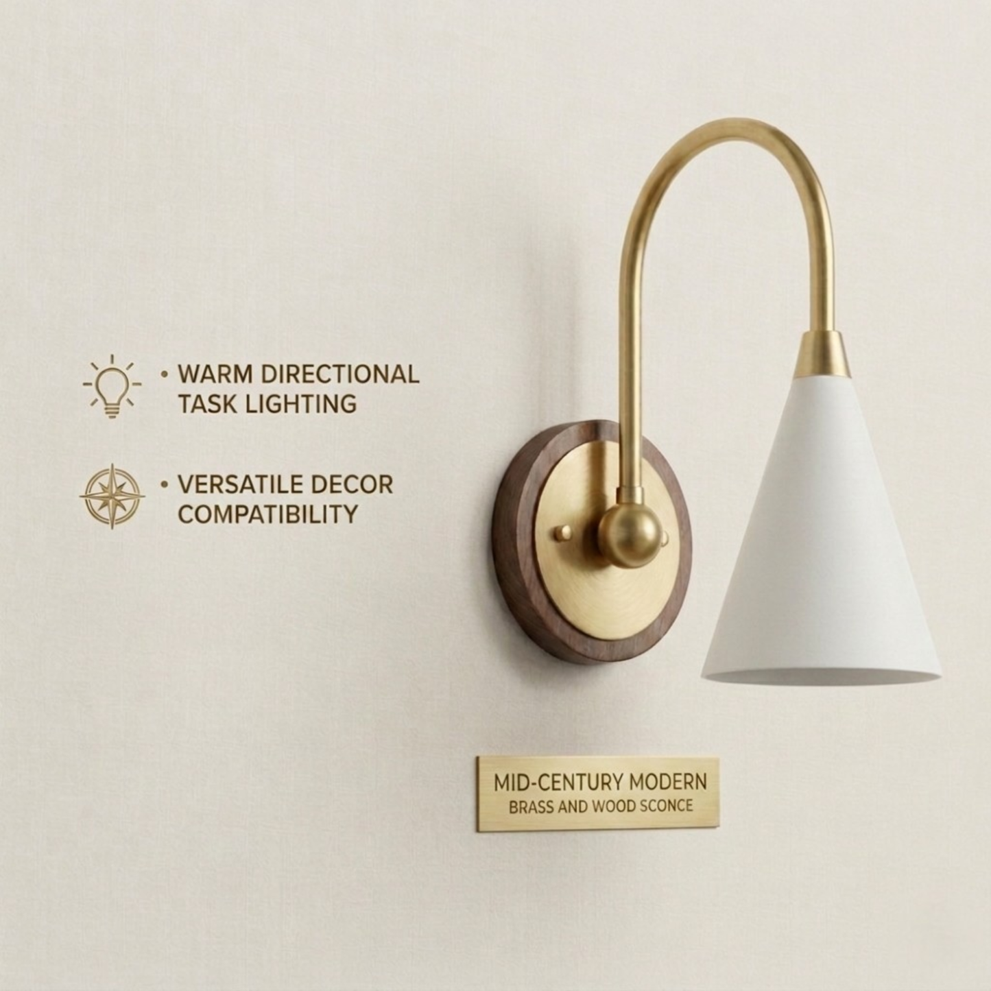 1950's Mid Century Italian Brass Diabolo Sconce, White Finish Lamp