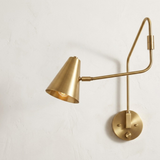 950's Mid Century Italian Brass Diabolo Sconce, Raw Brass Finish Lamp