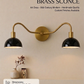 Modern Minimalist Double Arm Brass Wall Sconce – Elegant Dual Light Fixture