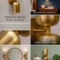 1950's Mid Century Italian Brass Diabolo Sconce, Raw Brass Finish Lamp