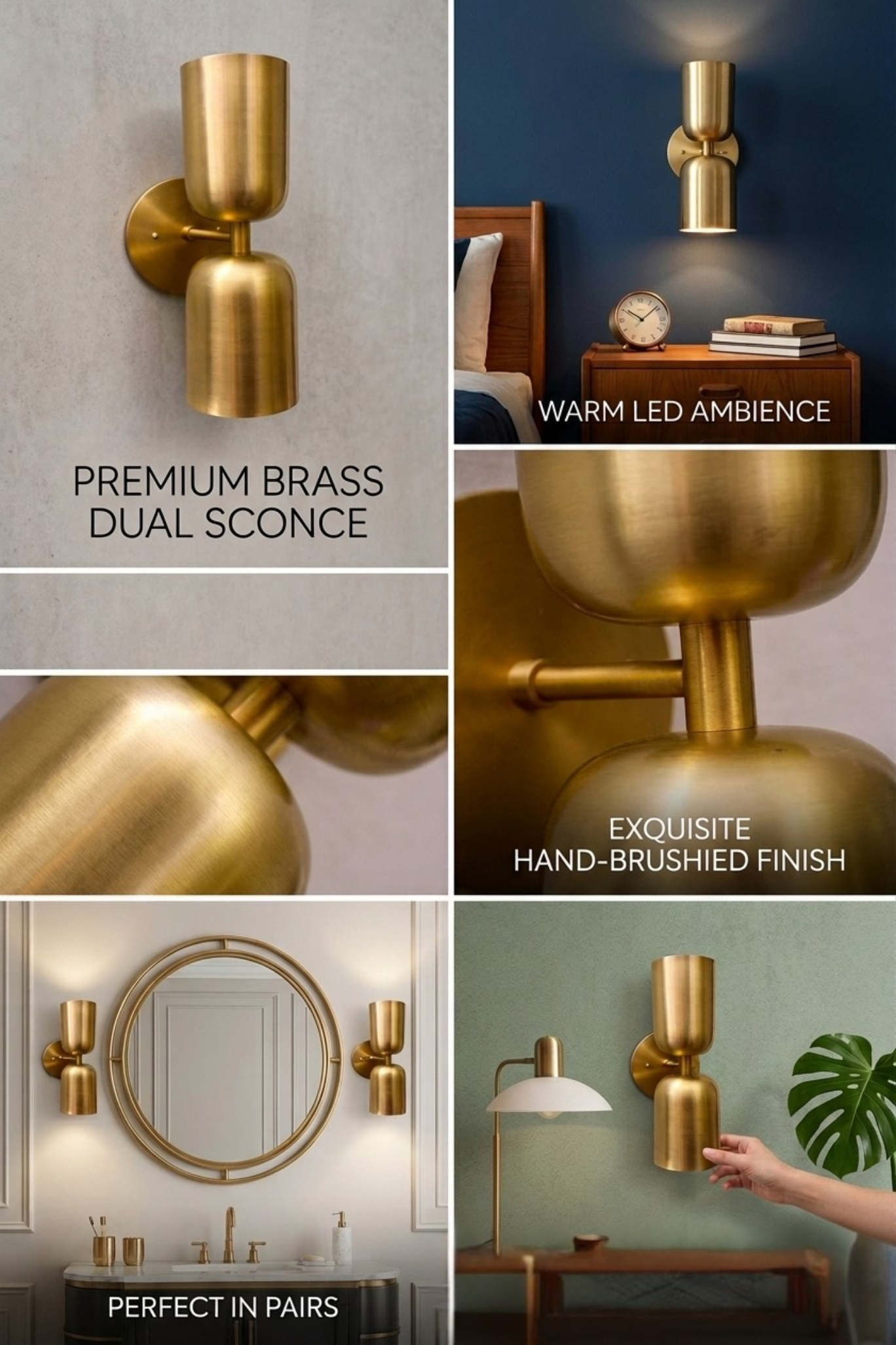 1950's Mid Century Italian Brass Diabolo Sconce, Raw Brass Finish Lamp