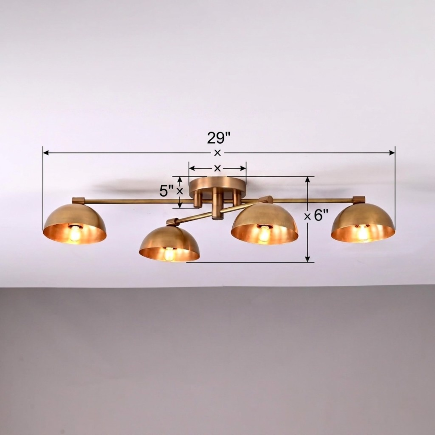 Handmade Mid-Century Modern Brass Chandelier | Cone Shade Pendant Light