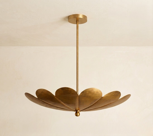 Six Light Disk Sputnik Chandelier Ceiling Lighting Fixture Flower Motif