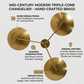 Three-Light Brass Sputnik Flush Mount | Mid-Century Modern Stilnovo Lighting Fixture