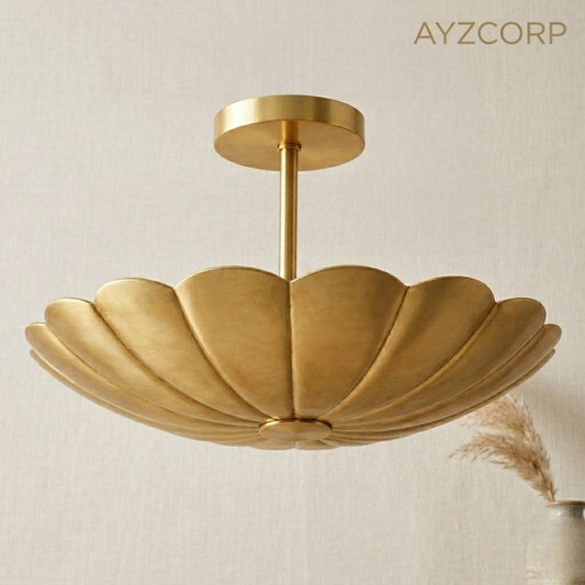 Six Light Disk Sputnik Chandelier Ceiling Lighting Fixture Flower Motif