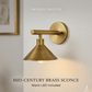 1950's Mid Century Italian Brass Diabolo Sconce, Raw Brass Finish Lamp