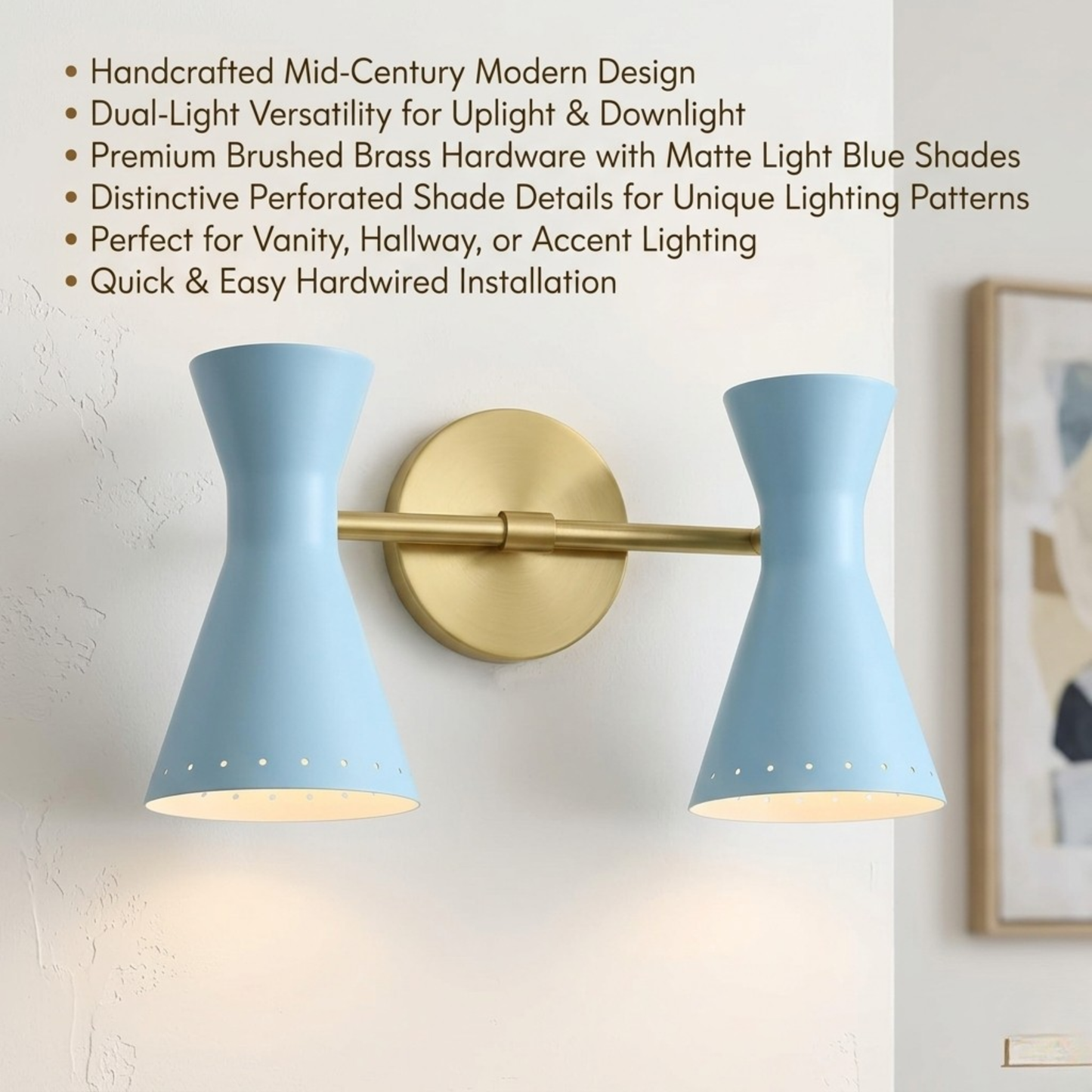 Modern Minimalist Double Arm Brass Wall Sconce – Elegant Dual Light Fixture