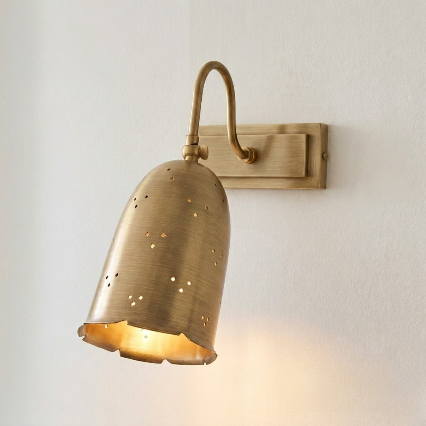 Perforated bell shade Design , Wall Lights, Brass Wall Sconce Contemporary Mid Century Lamp