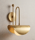 1950's Mid Century Italian Brass Diabolo Sconce, Raw Brass Finish Lamp