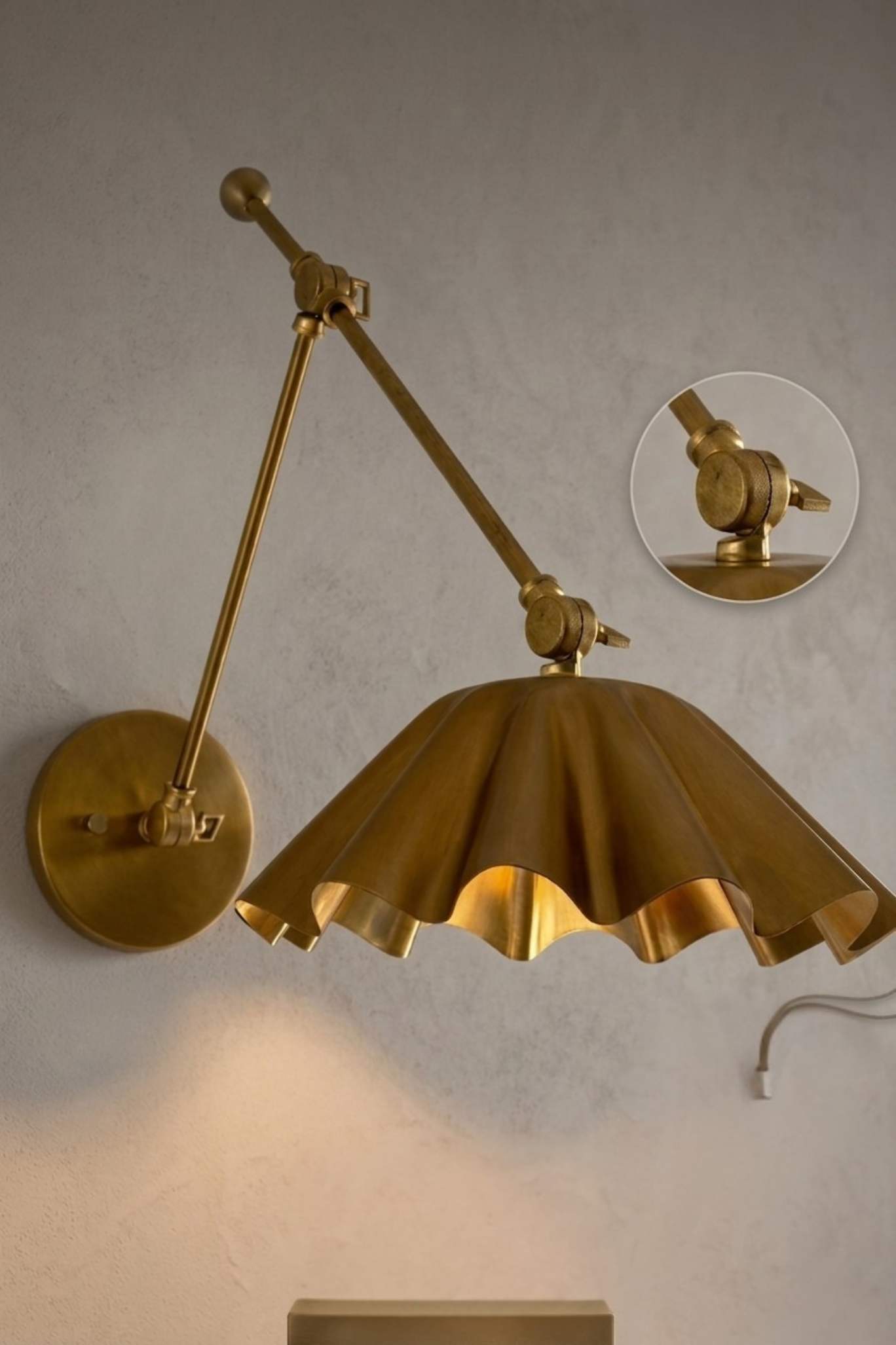1950's Mid Century Italian Brass Diabolo Sconce, Raw Brass Finish Lamp