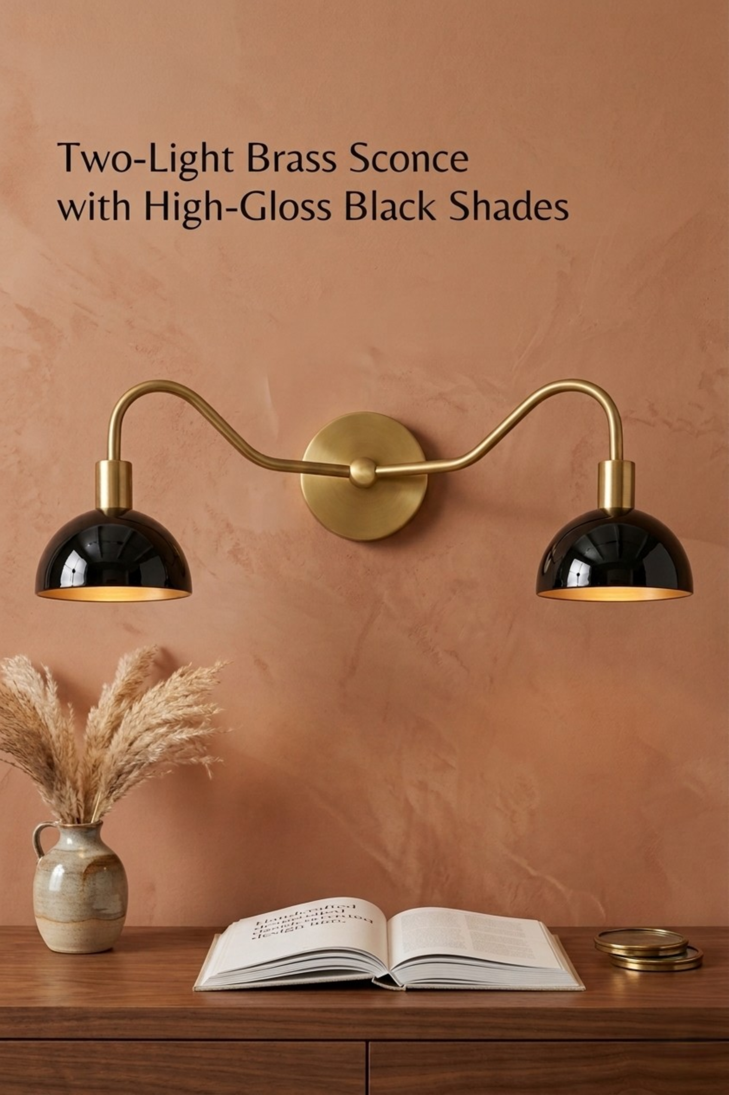 Modern Minimalist Double Arm Brass Wall Sconce – Elegant Dual Light Fixture