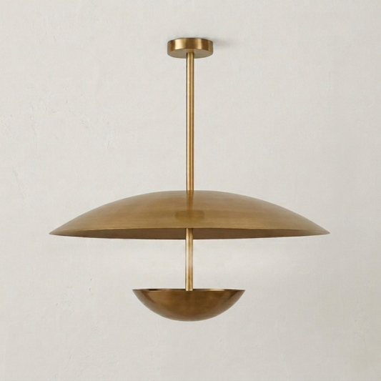 6 Light Flush Mount Ceiling Light Chandelier Brass Pendant light Double Disk Shade Handmade Italian Lighting Fixture