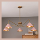 Handmade Mid-Century Modern Brass Chandelier | Cone Shade Pendant Light