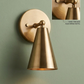 1 Light Raw brass Wall Sconce Light | Wall Sconces Lamp | Mid Century Modern Raw Brass Italian Wall Scone | Cone Wall Sconce Light
