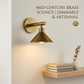 1950's Mid Century Italian Brass Diabolo Sconce, Raw Brass Finish Lamp
