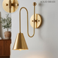 1950's Mid Century Italian Brass Diabolo Sconce, Raw Brass Finish Lamp