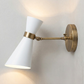 1950's Mid Century Italian Brass Diabolo Sconce, White Finish Lamp