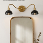 Modern Minimalist Double Arm Brass Wall Sconce – Elegant Dual Light Fixture