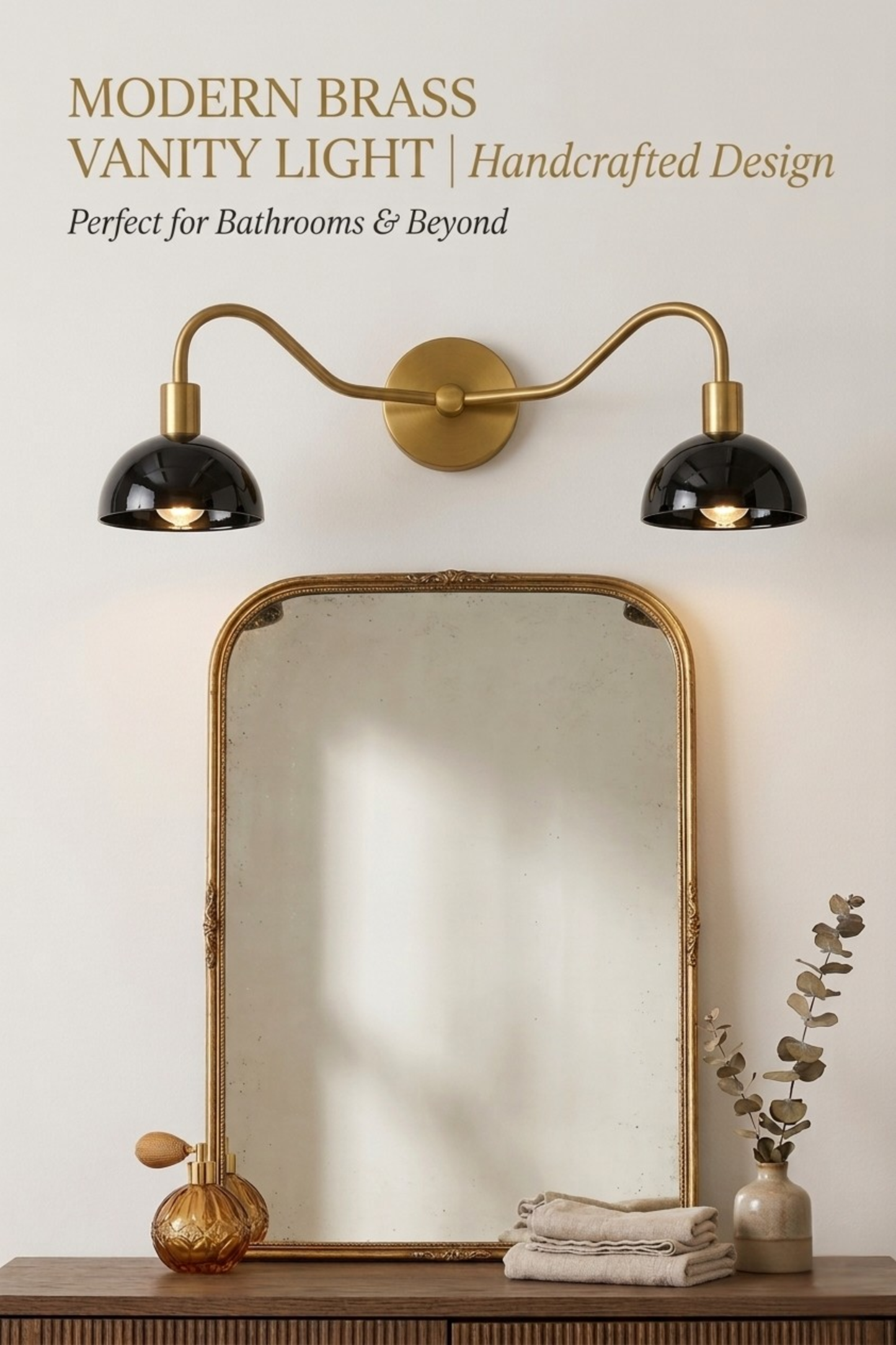 Modern Minimalist Double Arm Brass Wall Sconce – Elegant Dual Light Fixture