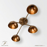 Handmade Mid-Century Modern Brass Chandelier | Cone Shade Pendant Light