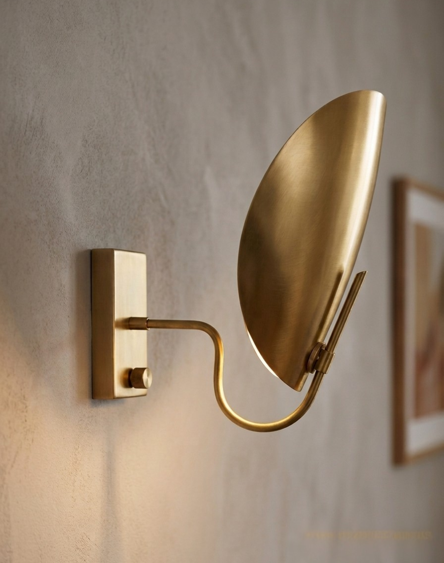 1950's Mid Century Italian Brass Diabolo Sconce, Raw Brass Finish Lamp
