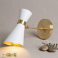 1950's Mid Century Italian Brass Diabolo Sconce, White Finish Lamp