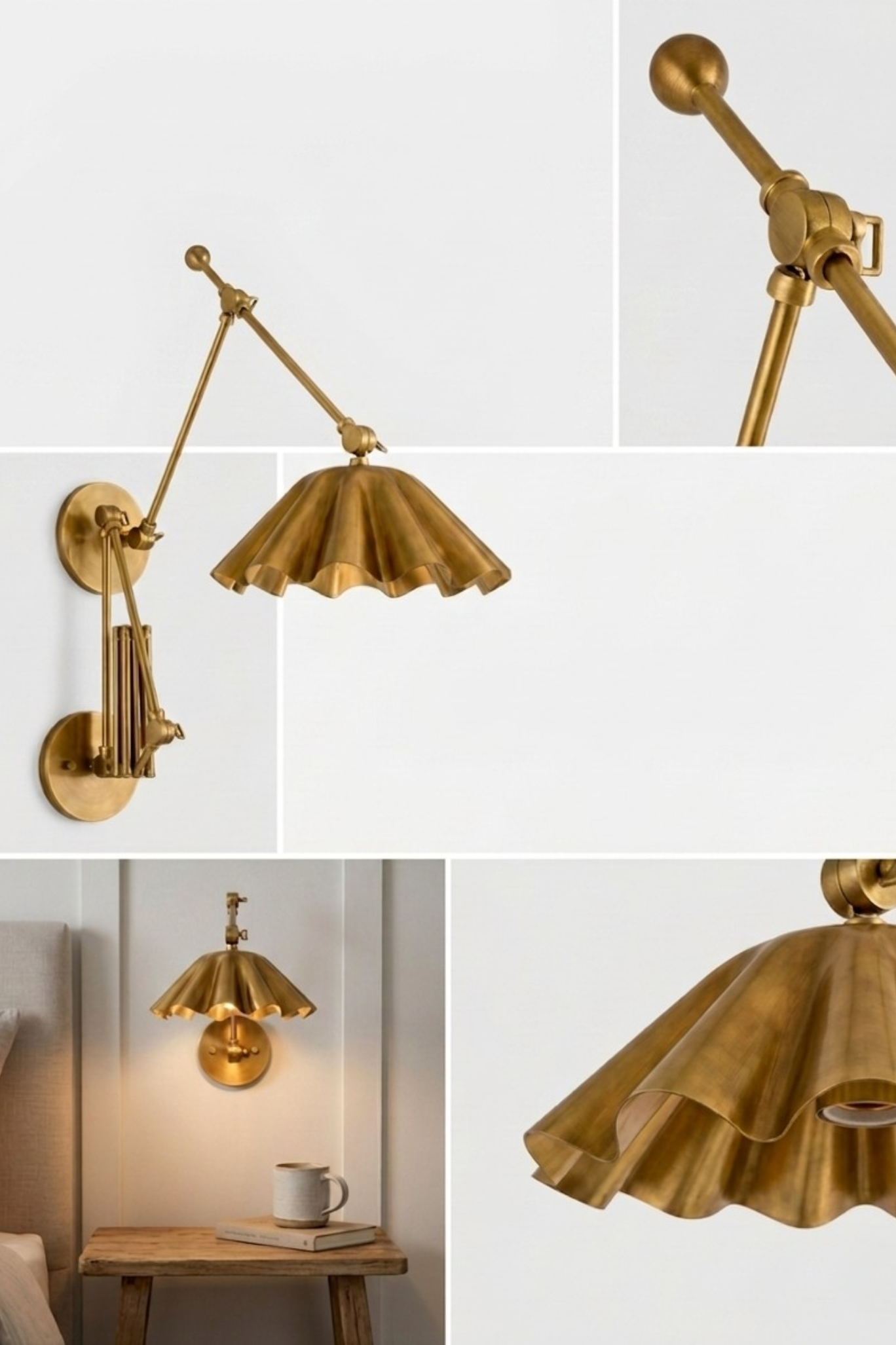 1950's Mid Century Italian Brass Diabolo Sconce, Raw Brass Finish Lamp