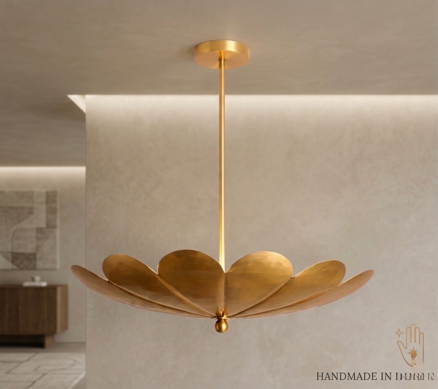 Six Light Disk Sputnik Chandelier Ceiling Lighting Fixture Flower Motif