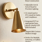 1 Light Raw brass Wall Sconce Light | Wall Sconces Lamp | Mid Century Modern Raw Brass Italian Wall Scone | Cone Wall Sconce Light