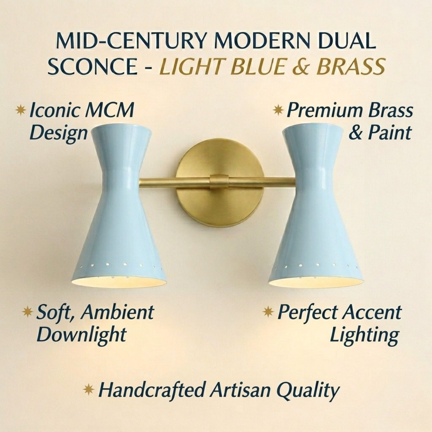 Modern Minimalist Double Arm Brass Wall Sconce – Elegant Dual Light Fixture