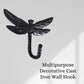 AYZCORP Set of 3 Cast Iron Dragonfly Shape Coat Hooks Wall Art Decor-Dragonfly Shape Hangers and Key Holder-Clothes Rack and Backpack Hanger-Coat Hooks Home Decor for Storage,Living Room