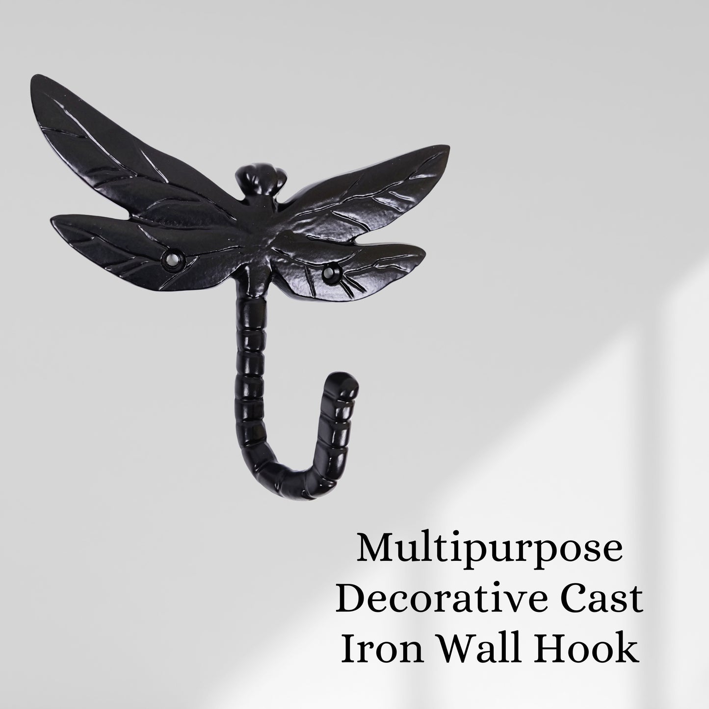 AYZCORP Set of 3 Cast Iron Dragonfly Shape Coat Hooks Wall Art Decor-Dragonfly Shape Hangers and Key Holder-Clothes Rack and Backpack Hanger-Coat Hooks Home Decor for Storage,Living Room