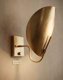 1950's Mid Century Italian Brass Diabolo Sconce, Raw Brass Finish Lamp