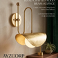 1950's Mid Century Italian Brass Diabolo Sconce, Raw Brass Finish Lamp