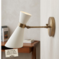 1950's Mid Century Italian Brass Diabolo Sconce, White Finish Lamp