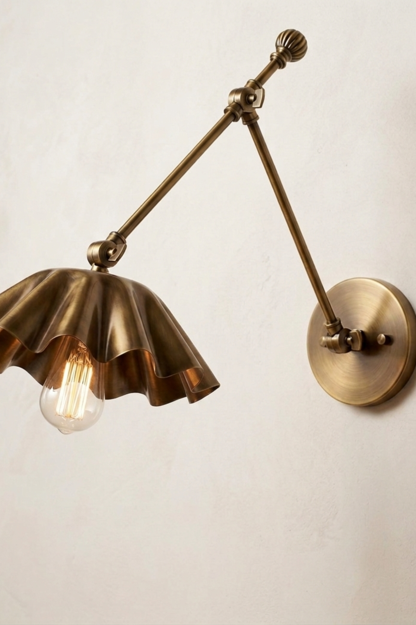 1950's Mid Century Italian Brass Diabolo Sconce, Raw Brass Finish Lamp